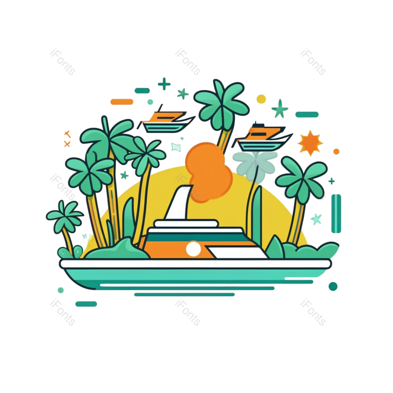 装饰图片,线条元素,抽象PNG,轮船免抠素材